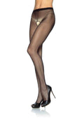Sheer black crotchless pantyhose with open crotch and wide waistband