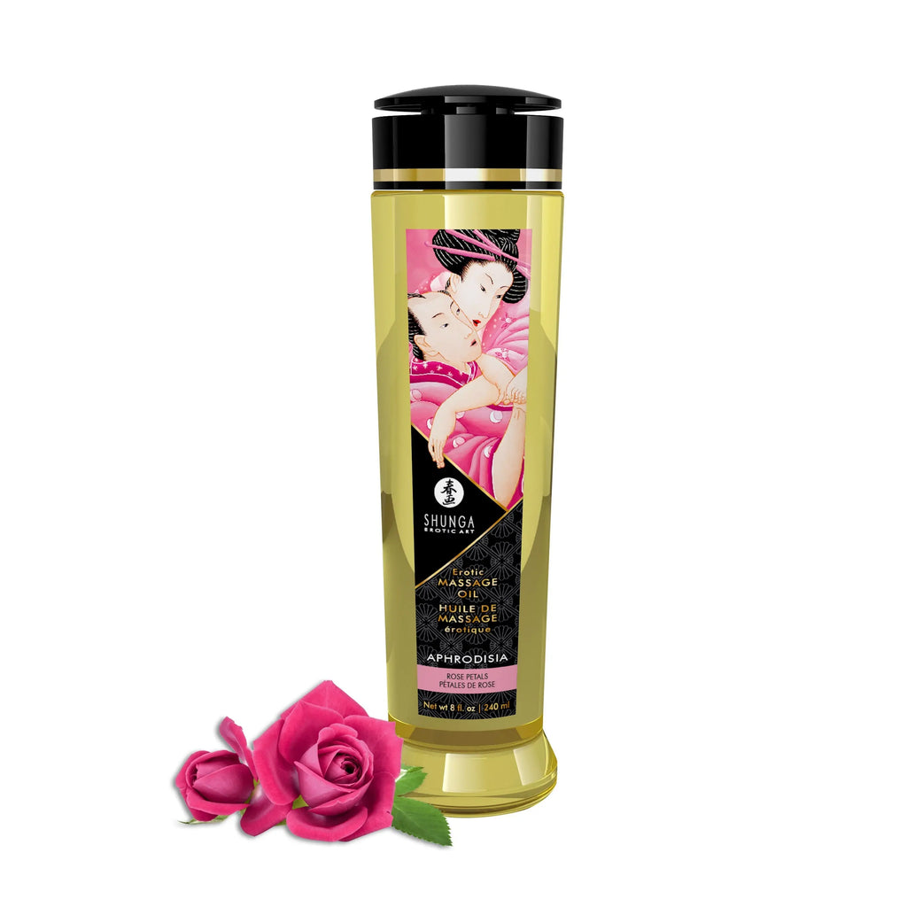 Massage Oils - Aphrodisia - 8 Fl. Oz. Rose Petals – body-safe materials | Fu'Cha Exotics