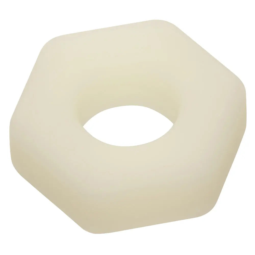 Alpha Glow-in-the-Dark Liquid Silicone Prolong Sexagon Ring - White – body-safe materials | Fu'Cha Exotics