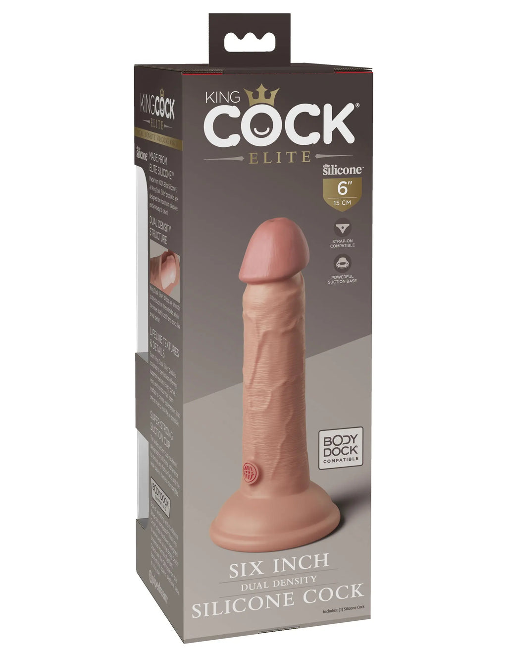 King Cock Elite 6 Inch Silicone Dual Density Cock - Light – body-safe materials | Fu'Cha Exotics