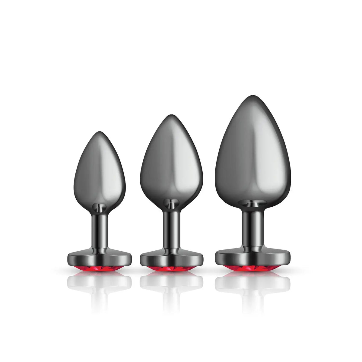 Red Heart Gem Anal Trainer Kit - Gunmetal – body-safe materials | Fu'Cha Exotics