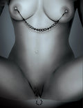 Nipple and clit jewelry set with chain and rings