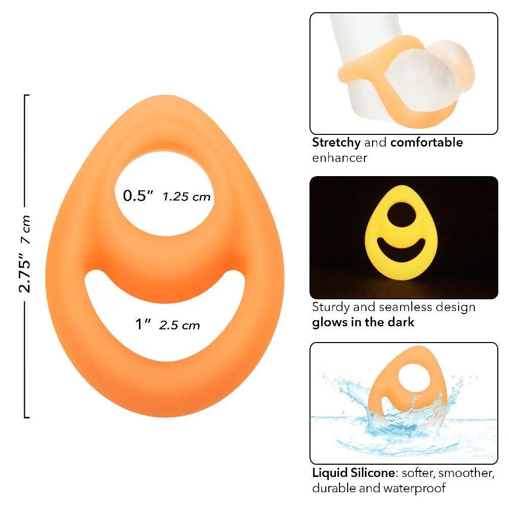 Alpha Glow-in-the-Dark Liquid Silicone Teardrop Ring - Orange – body-safe materials | Fu'Cha Exotics