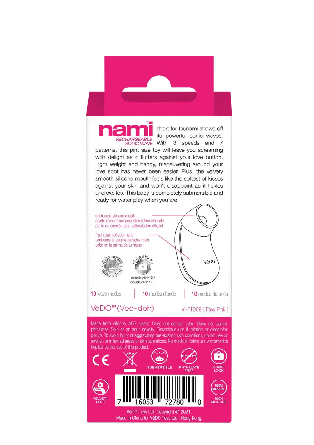 Nami Rechargeable Sonic Vibe - Foxy Pink – body-safe silicone 10 vibration modes | Fu'Cha Exotics