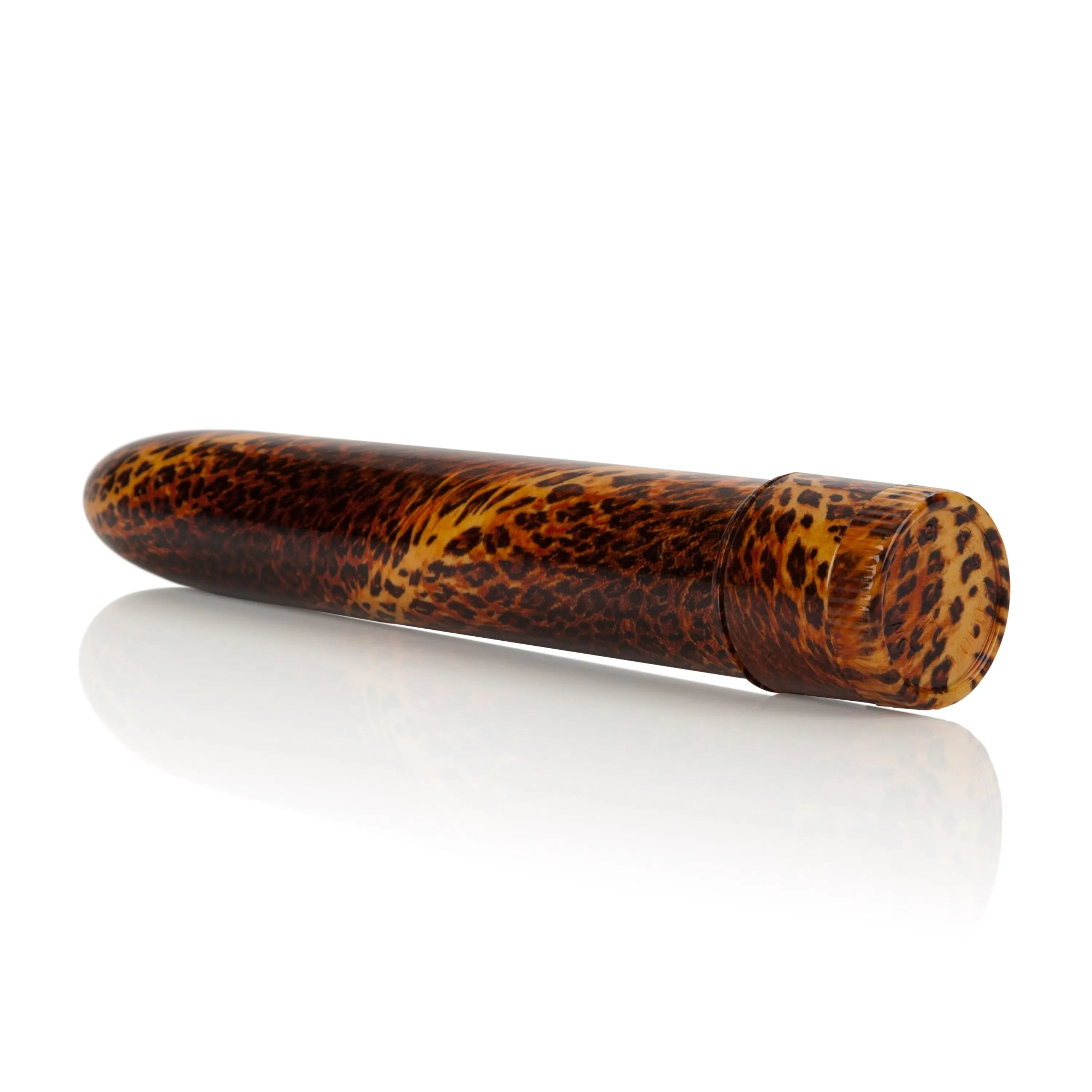 Leopard-pattern cylindrical massager with rounded end