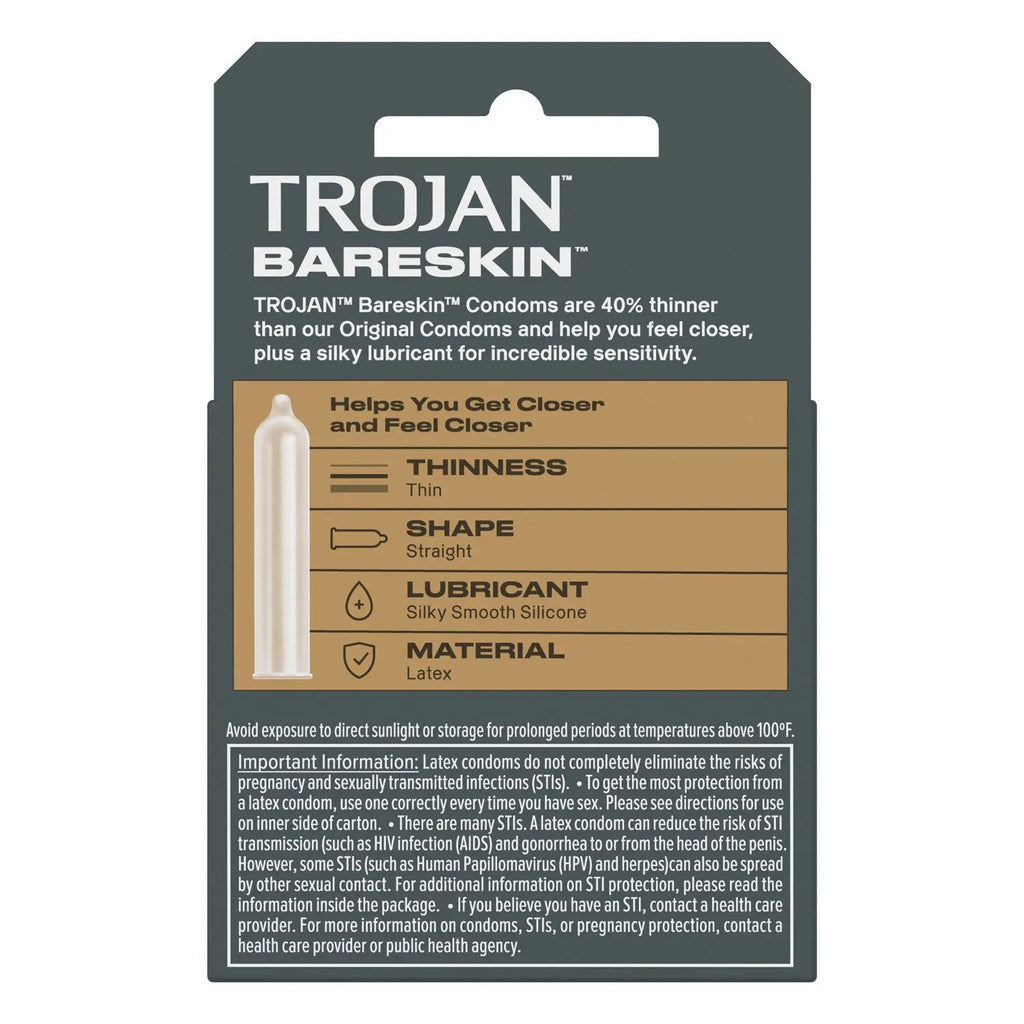 Trojan Sensitivity Bareskin Lubricated Condoms - 3 Pack – body-safe materials | Fu'Cha Exotics