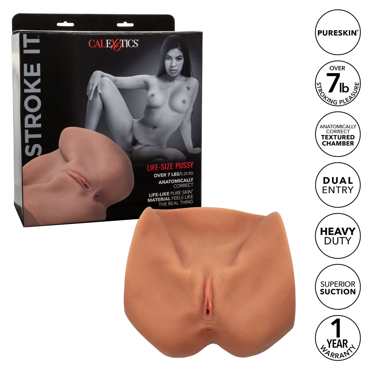 Stroke It Life-Size Pussy - Brown – body-safe materials | Fu'Cha Exotics