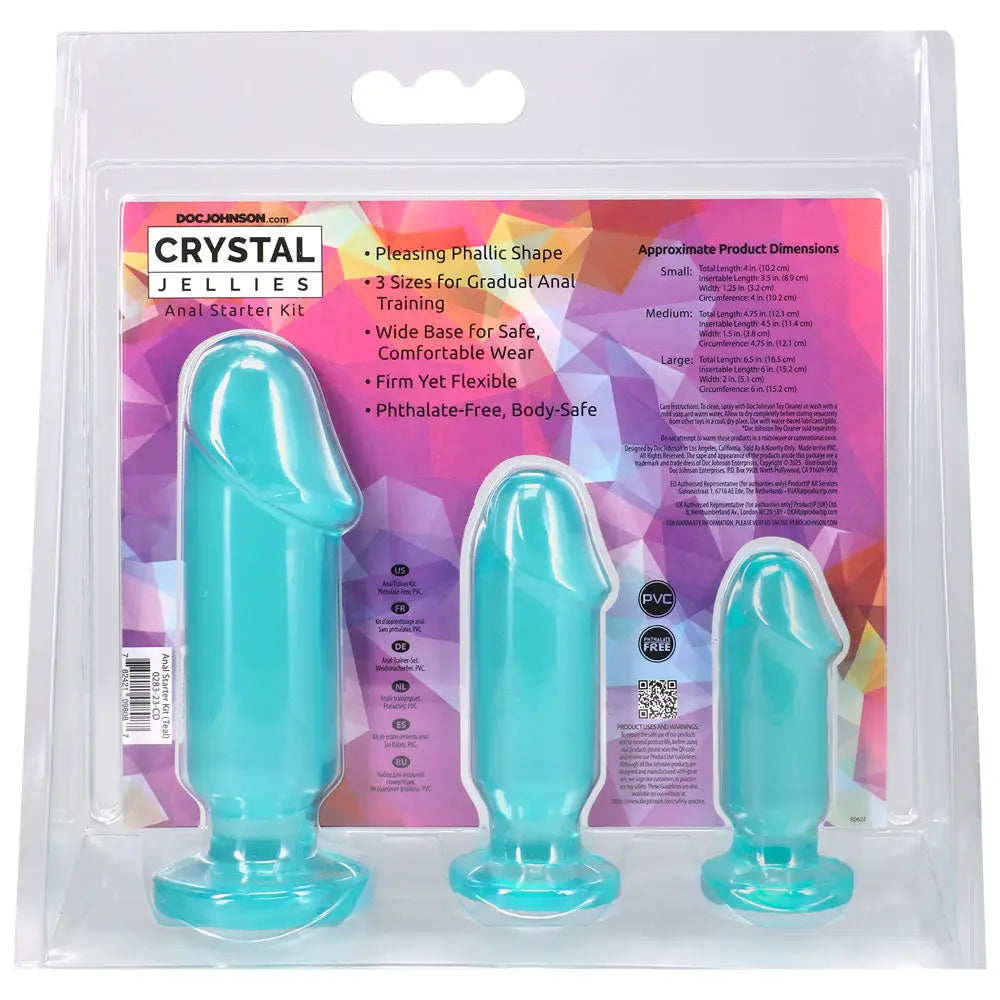 Crystal Jellies - Anal Starter Kit - Teal – body-safe materials | Fu'Cha Exotics