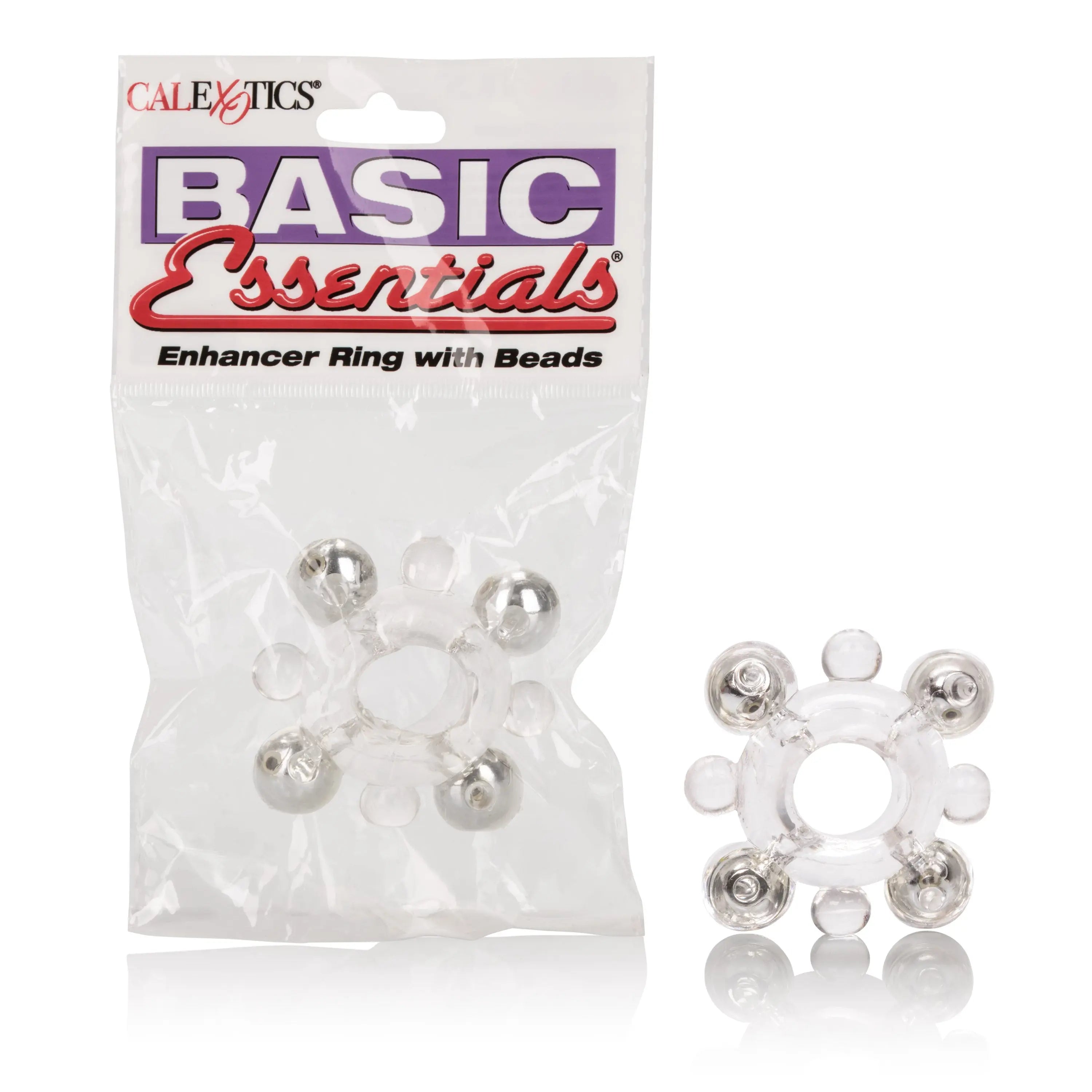 Enhancer ring with beads, round metal ring with small silver-toned bead charms