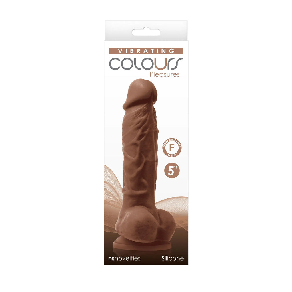 Colours - Pleasures - Vibrating - 5 Inch Dildo - Brown – body-safe silicone USB-rechargeable | Fu'Cha Exotics