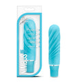 Aqua silicone mini pleasure wand vibrator with ribbed tapered head