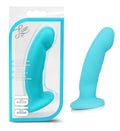 Blue silicone anal plug with rounded tip and base