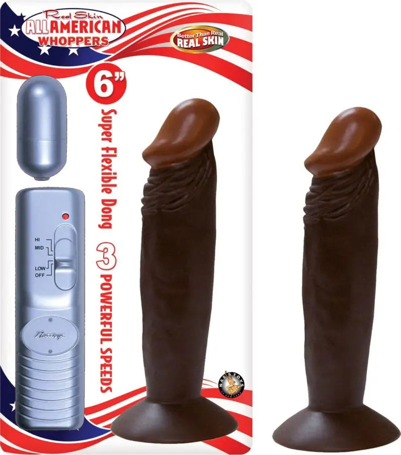 Afro American Whoppers 6 Inch Vibrating Dong With Bullet - Brown – body-safe materials | Fu'Cha Exotics