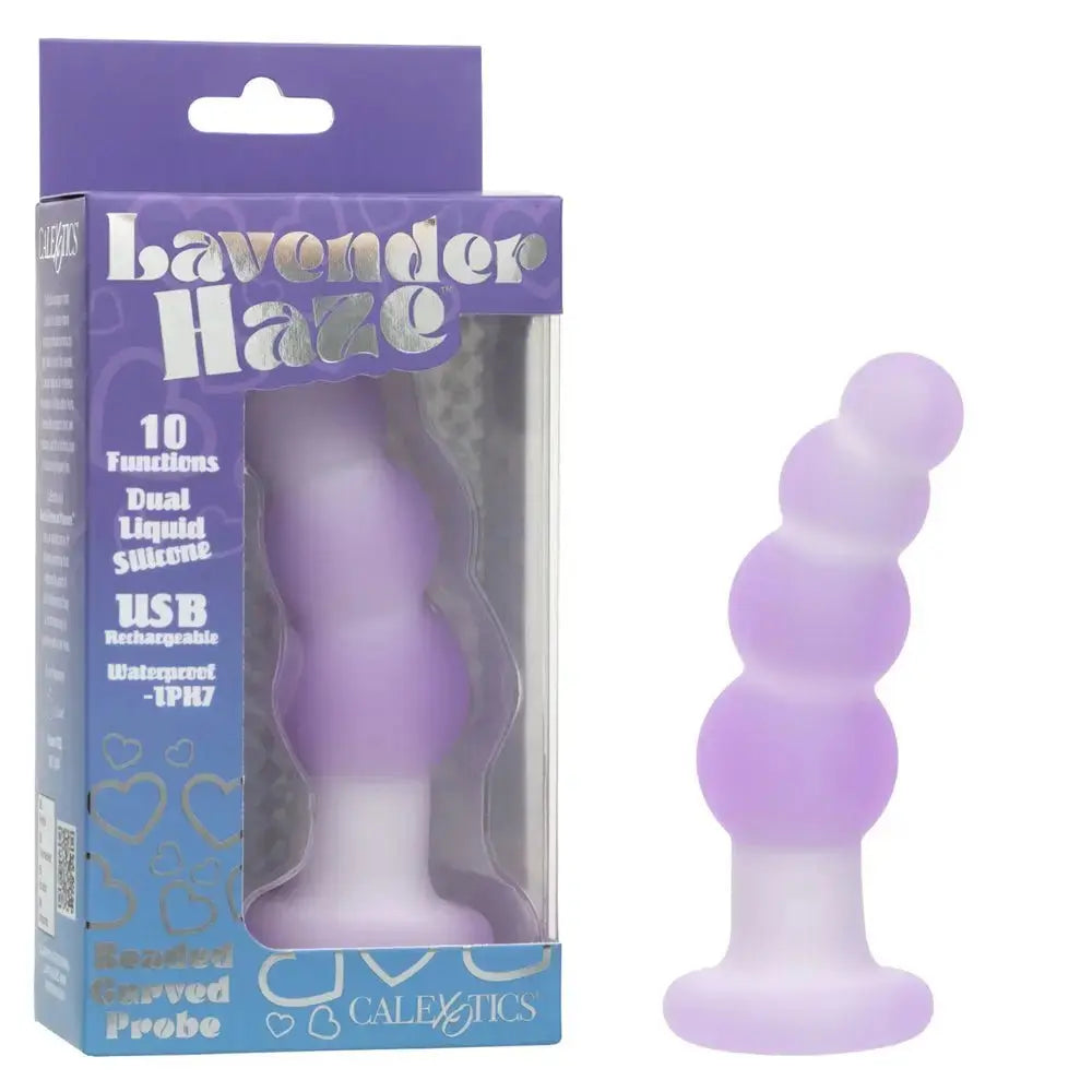 Lavender Haze Beaded Curved Probe - Purple – body-safe silicone 10 vibration modes | Fu'Cha Exotics