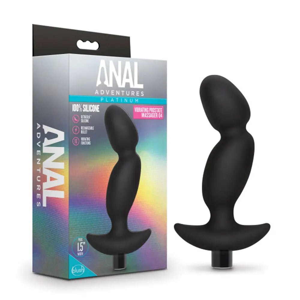 Anal Adventures- Platinum - Silicone Vibrating Prostate Massager 04-Black – body-safe materials | Fu'Cha Exotics