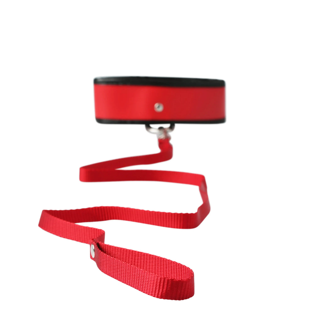Sex and Mischief Leash and Collar - Red – nylon | Fu'Cha Exotics