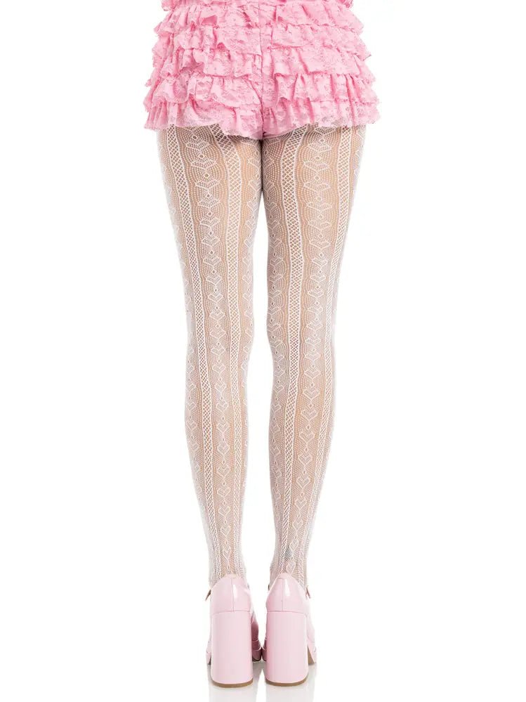 Sweetheart Striped Tights - Os - White/pink – body-safe materials | Fu'Cha Exotics