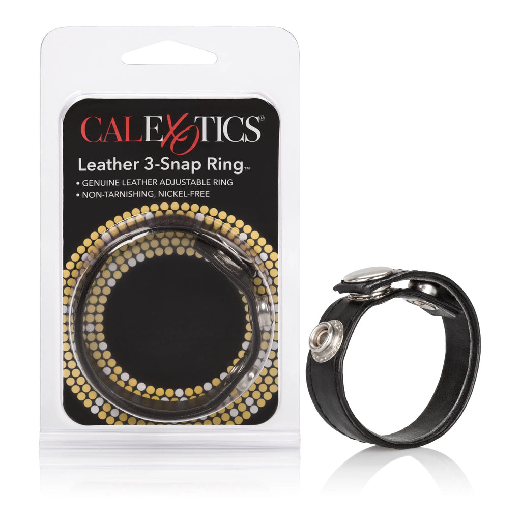 Leather Black 3-Snap Ring – genuine leather adjustable intensity | Fu'Cha Exotics