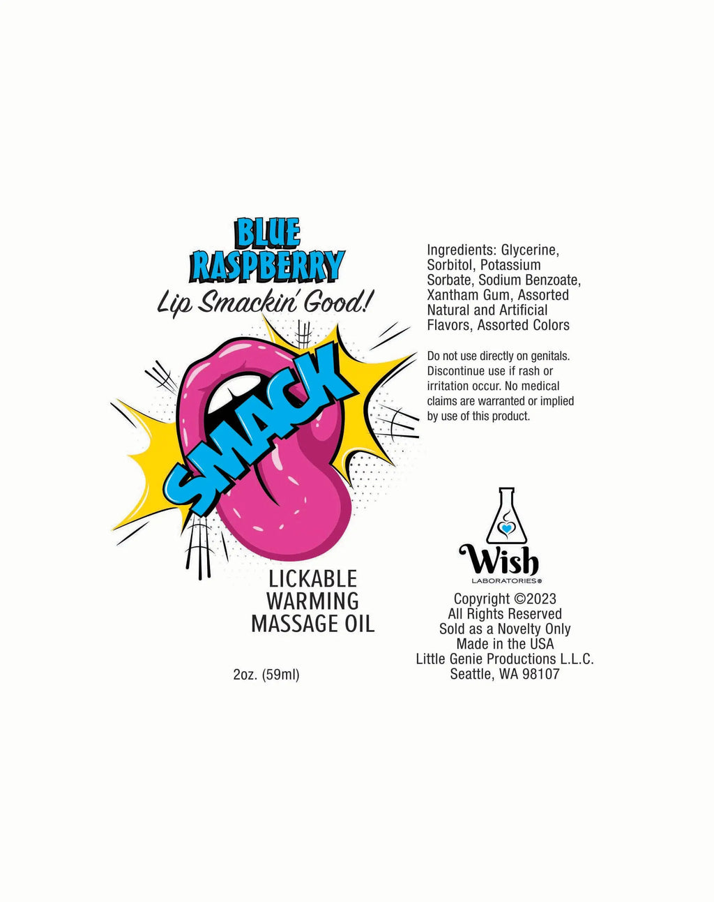 Smack Warming and Lickable Massage Oil - Blue Raspberry 2 Oz – body-safe materials | Fu'Cha Exotics