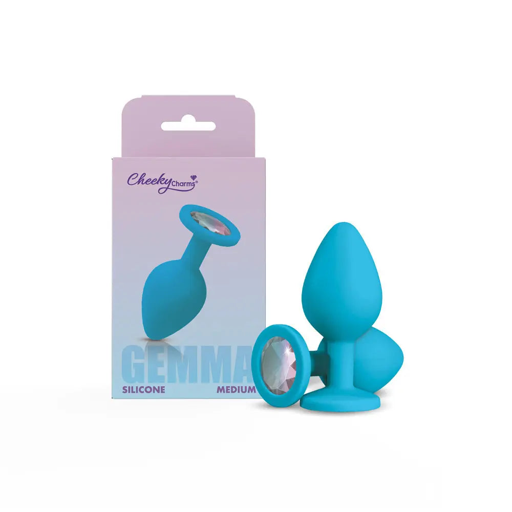 Gemma Clear Iridescent Gem Teal Silicone Plug - M – body-safe materials | Fu'Cha Exotics
