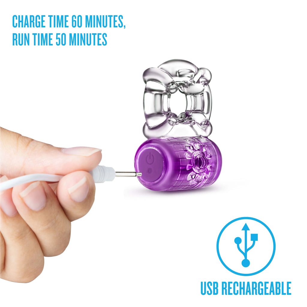 Play With Me - Pleaser Rechargeable C-Ring - Purple – body-safe silicone 5 vibration modes | Fu'Cha Exotics