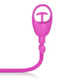 Pink butterfly-style suction pump with bulb and attached hose