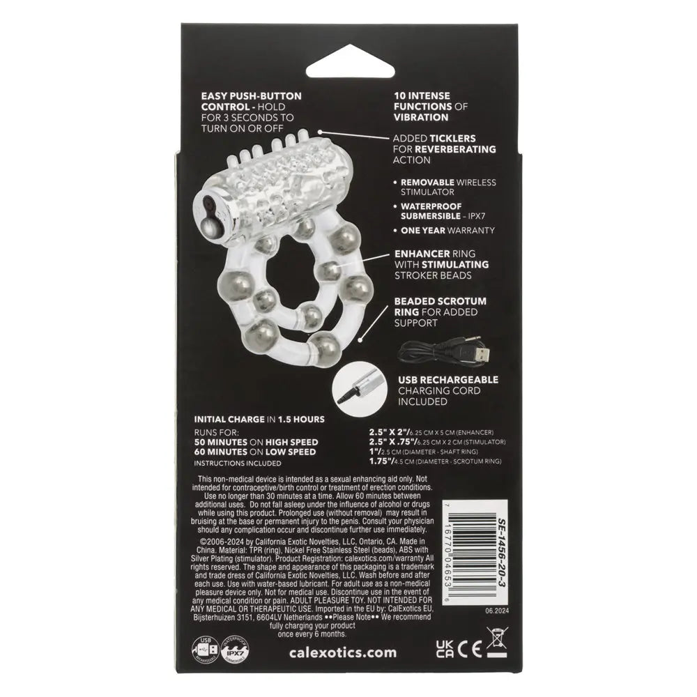 Maximus Enhancement Ring 10 Stoker Beads Rechargeable – body-safe materials USB-rechargeable | Fu'Cha Exotics