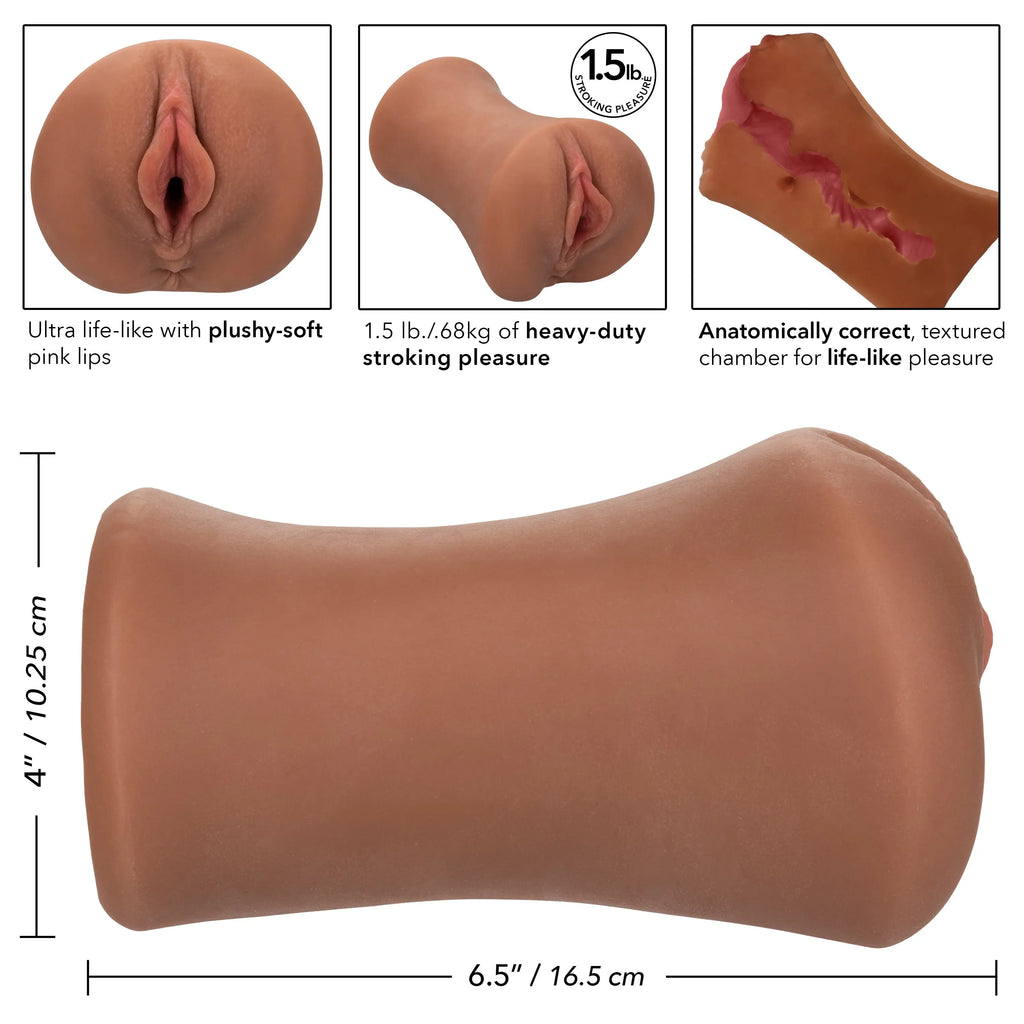 Stroke It Juicy Pussy - Brown – body-safe materials | Fu'Cha Exotics