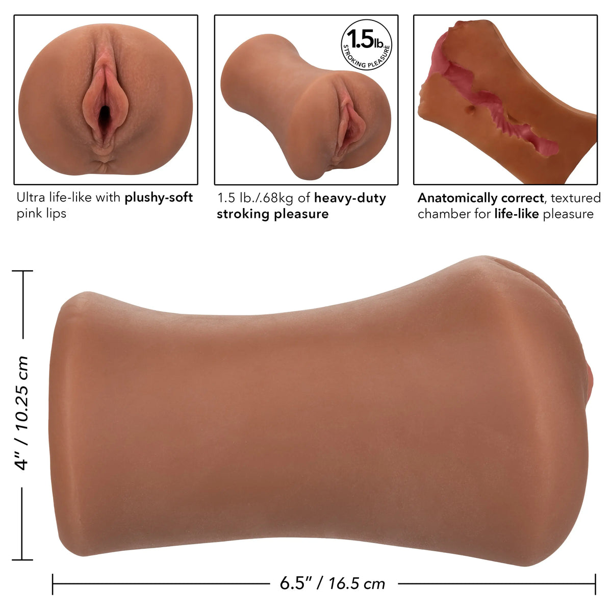 Stroke It Juicy Pussy - Brown – body-safe materials | Fu'Cha Exotics
