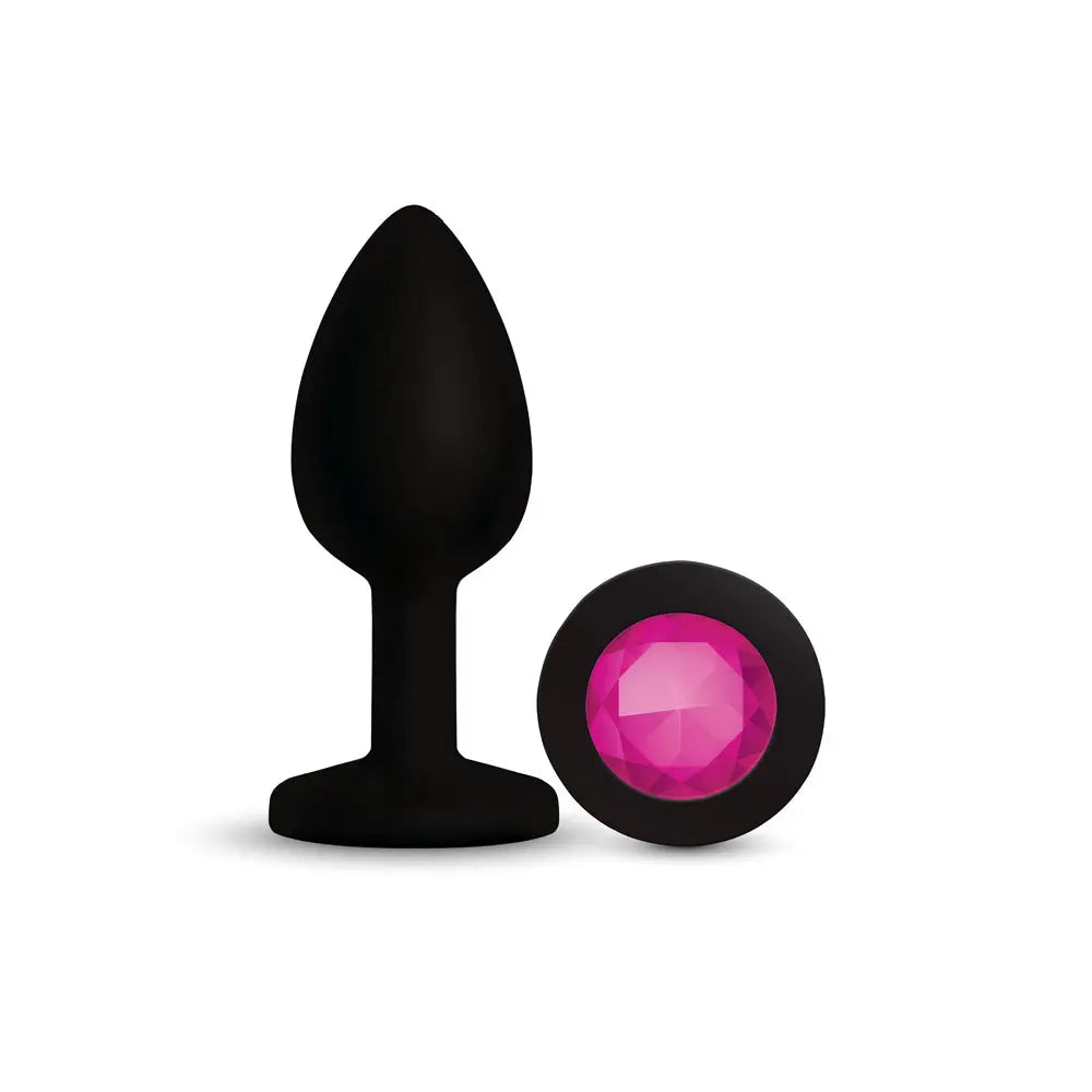 Gemma Pink Gem Black Silicone Plug - Large – body-safe materials | Fu'Cha Exotics