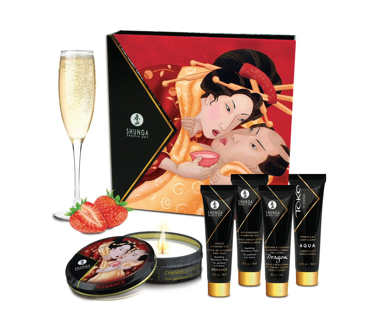 Geisha's Secrets Gift Set - Sparkling Strawberry Wine – body-safe materials | Fu'Cha Exotics