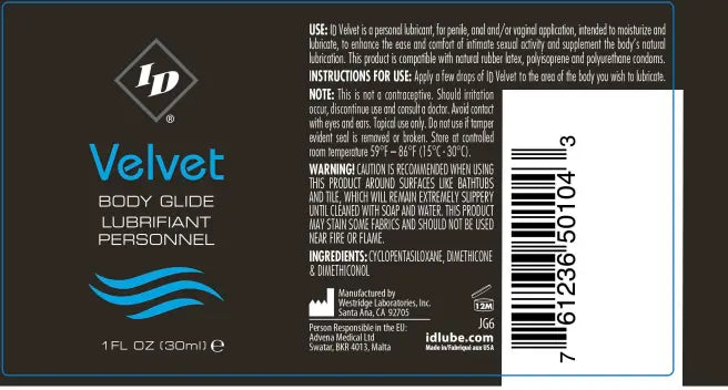 ID Velvet Body Glide 1 Oz – body-safe materials | Fu'Cha Exotics