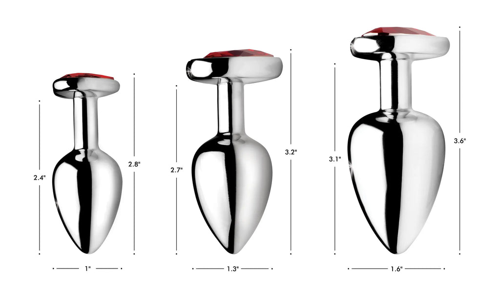 Red Heart Gem Anal Plug Set – body-safe materials | Fu'Cha Exotics