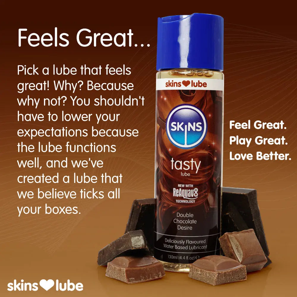 Skins Double Chocolate Water Based Lubricant 4.4oz – body-safe materials | Fu'Cha Exotics