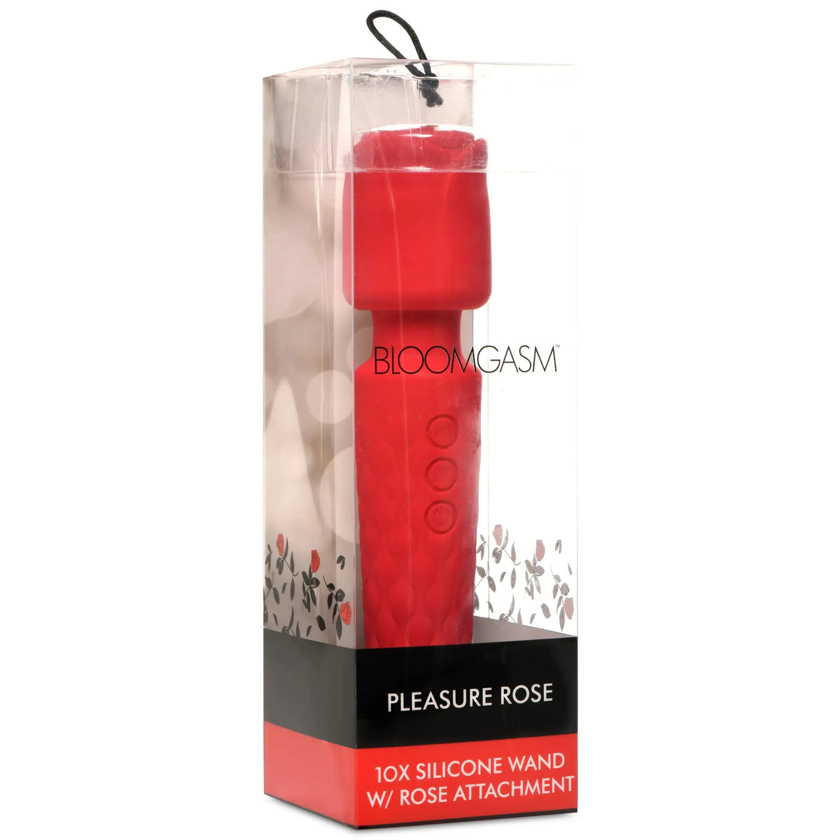 Pleasure Rose 10x Silicone Wand With Rose Attachment - Red – body-safe materials | Fu'Cha Exotics