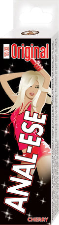 Anal-Ese soft packaging pouch with cherry label and illustrated woman