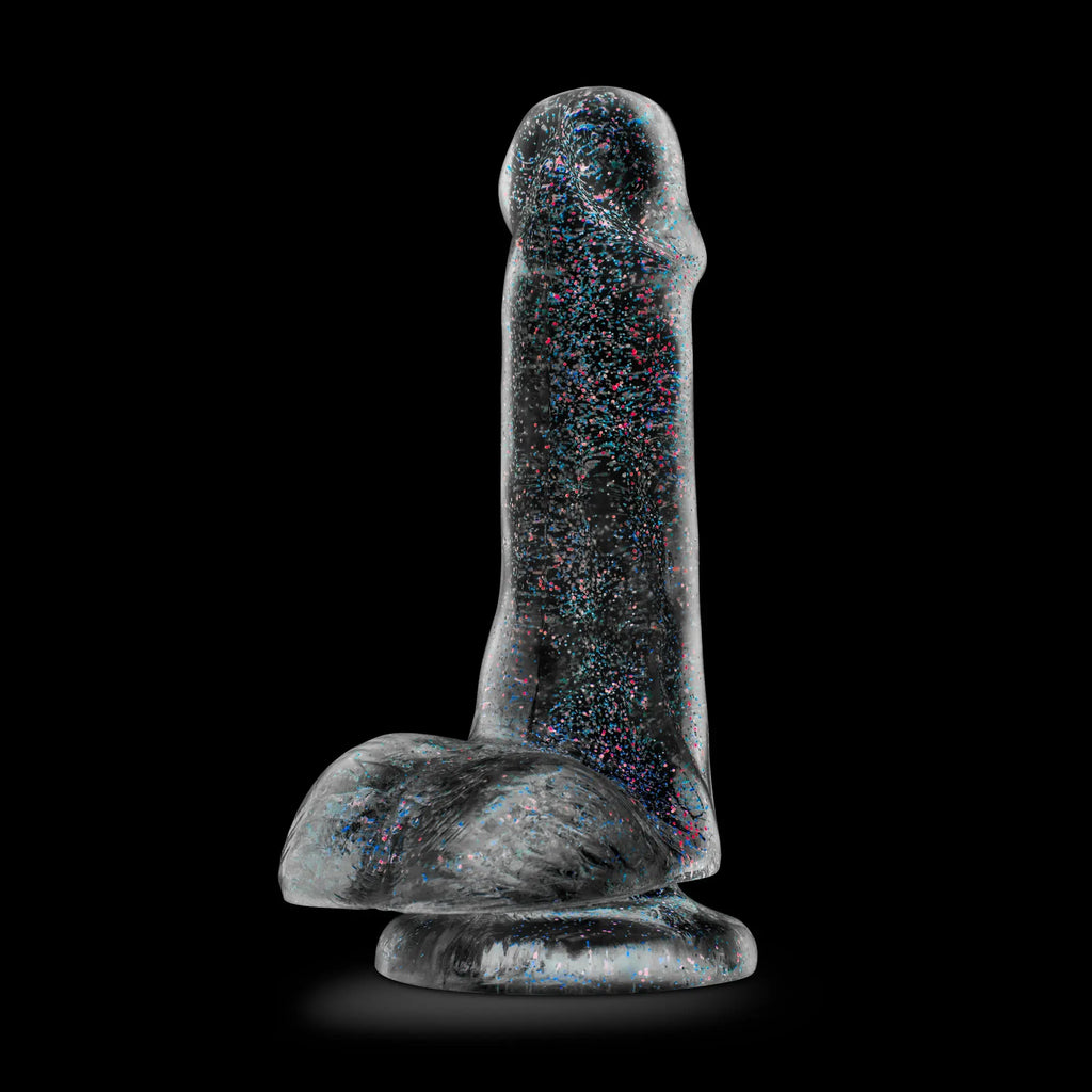 Naturally Yours - 6 Inch Glitter Cock - Sparkling Clear – body-safe TPE suction stimulation | Fu'Cha Exotics