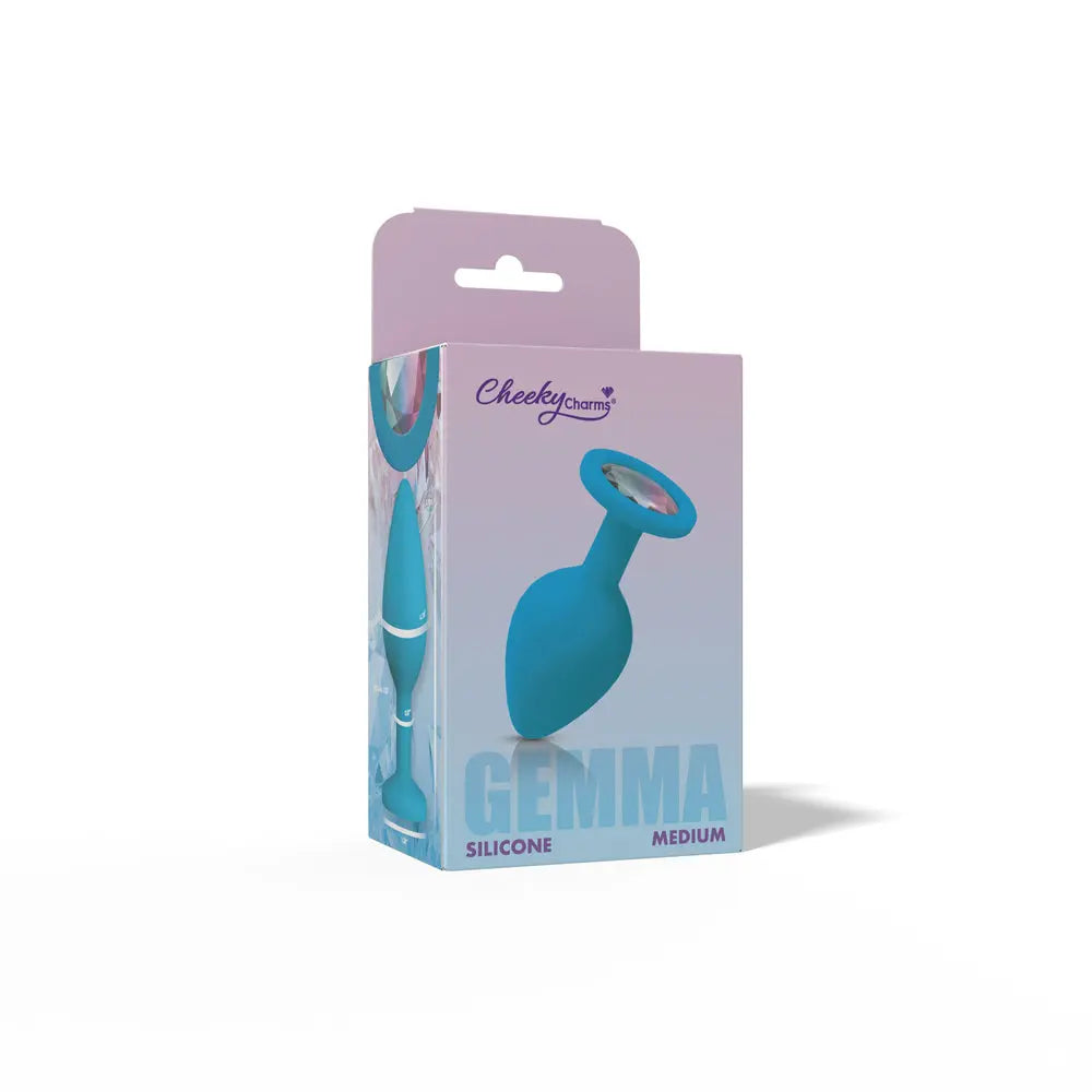 Gemma Clear Iridescent Gem Teal Silicone Plug - M – body-safe materials | Fu'Cha Exotics