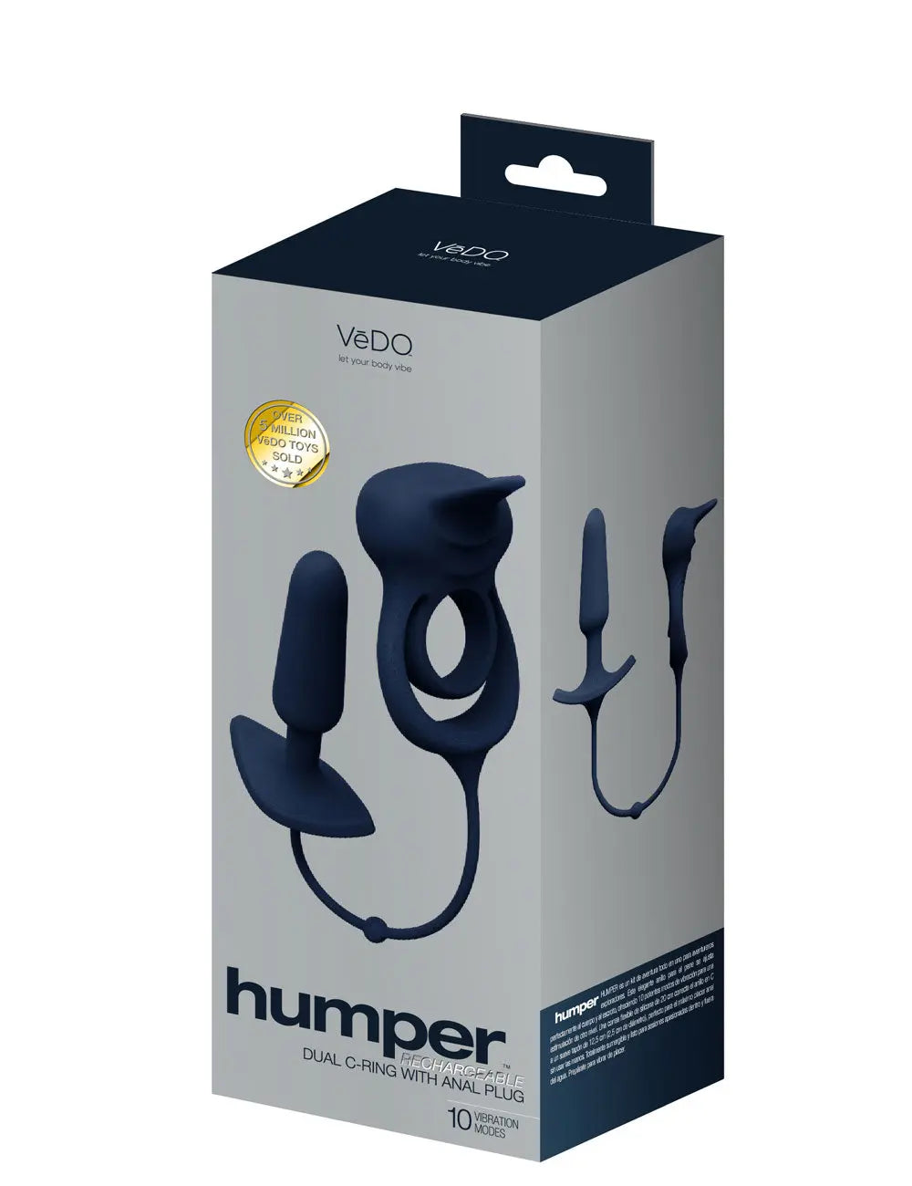 Humper Rechargeable Dual C-Ring With Anal Plug - Black – body-safe silicone USB-rechargeable | Fu'Cha Exotics