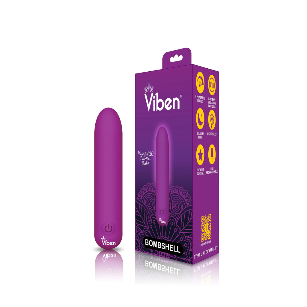 Bombshell Flexible Bullet - Berry – body-safe silicone 20 vibration modes | Fu'Cha Exotics