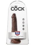 King Cock 6 Inch Cock With Balls - Brown