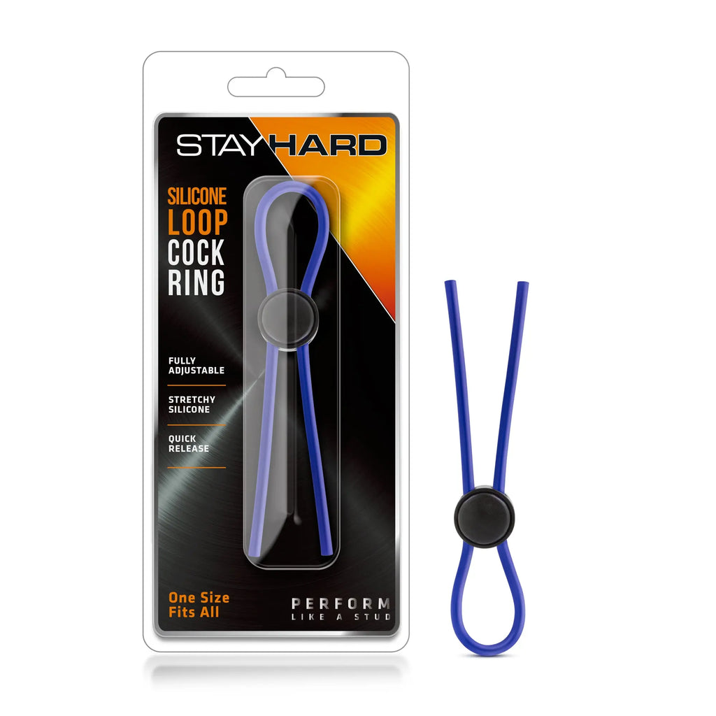 Stay Hard - Silicone Loop Cock Ring - Blue – body-safe silicone adjustable intensity | Fu'Cha Exotics
