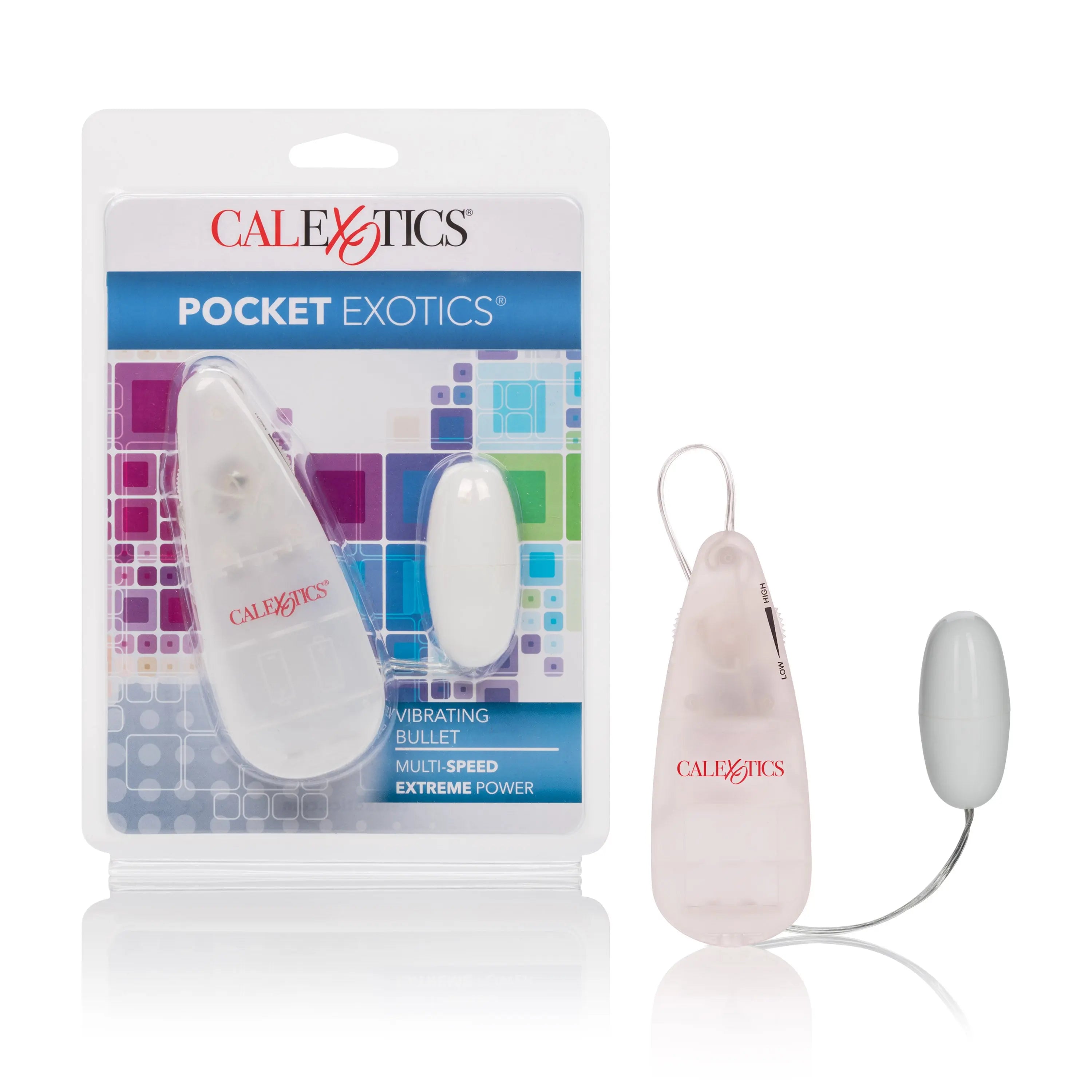 CALEXOTICS Pocket Exotics vibrating bullet massager, ivory, with hanging cord