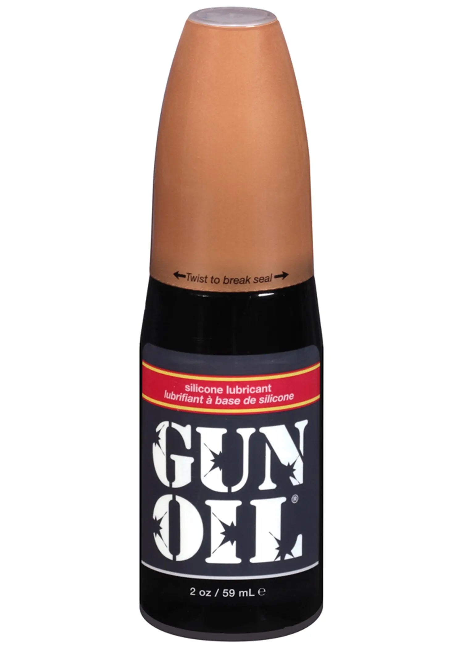 Gun Oil silicone lubricant bottle, 2 oz, with twist-to-break seal
