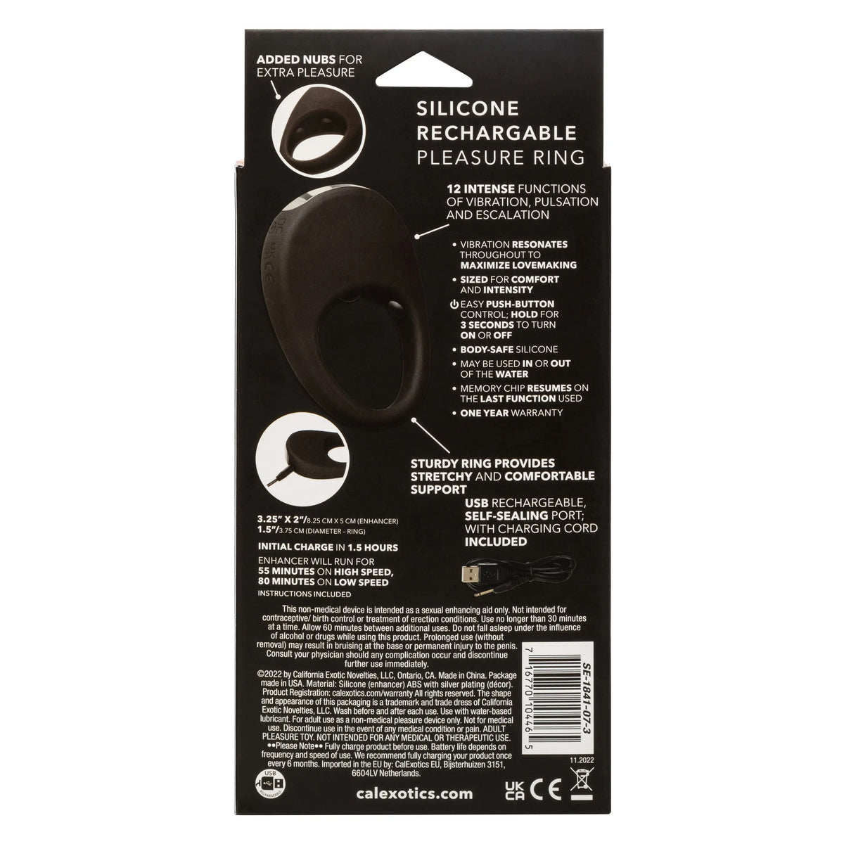 Silicone Rechargeable Pleasure Ring - Black - Black – body-safe materials | Fu'Cha Exotics