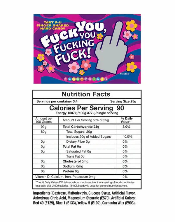 Fuck You, You Fucking Fuck! Candy - Display of 100pcs – body-safe materials | Fu'Cha Exotics