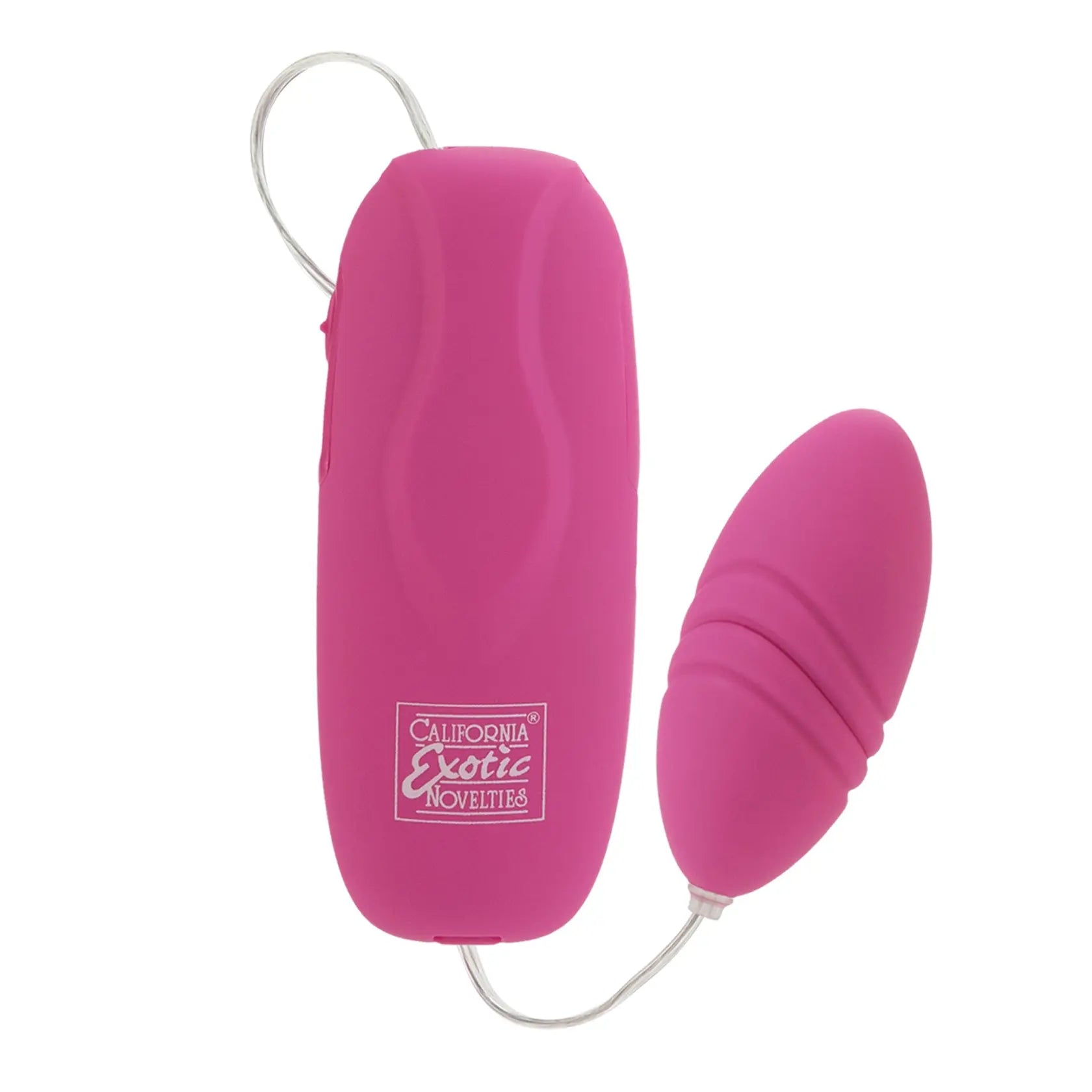 Pink rocket-shaped novelty toy with cord and two connected parts