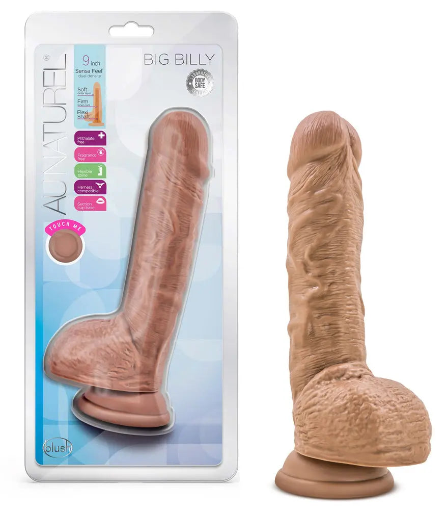 Au Naturel - Big Billy - 9 Inch Dildo - Mocha – body-safe materials | Fu'Cha Exotics