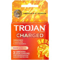 Trojan charged orgasmic pleasure condoms, 3-pack of lubricated latex condoms