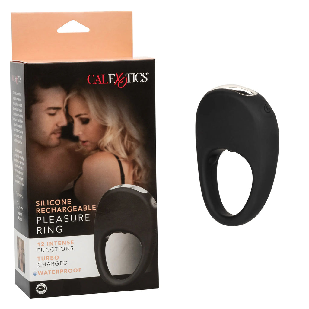 Silicone Rechargeable Pleasure Ring - Black - Black – body-safe materials | Fu'Cha Exotics